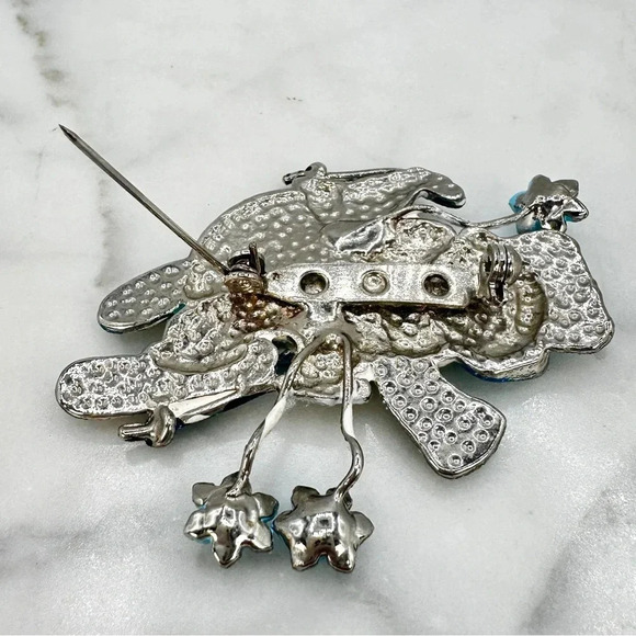 Vintage Snowman Brooch Pin Christmas Frosty Glitter Blue White Winter Ho… - Picture 7 of 9